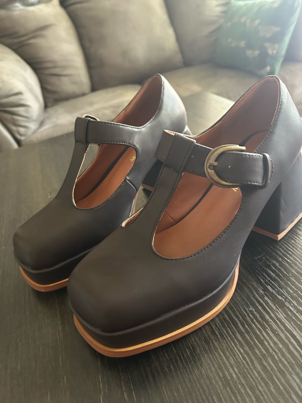 Princess Highway T Bar Platform Heels in Chocolate - Picture 6 of 12
